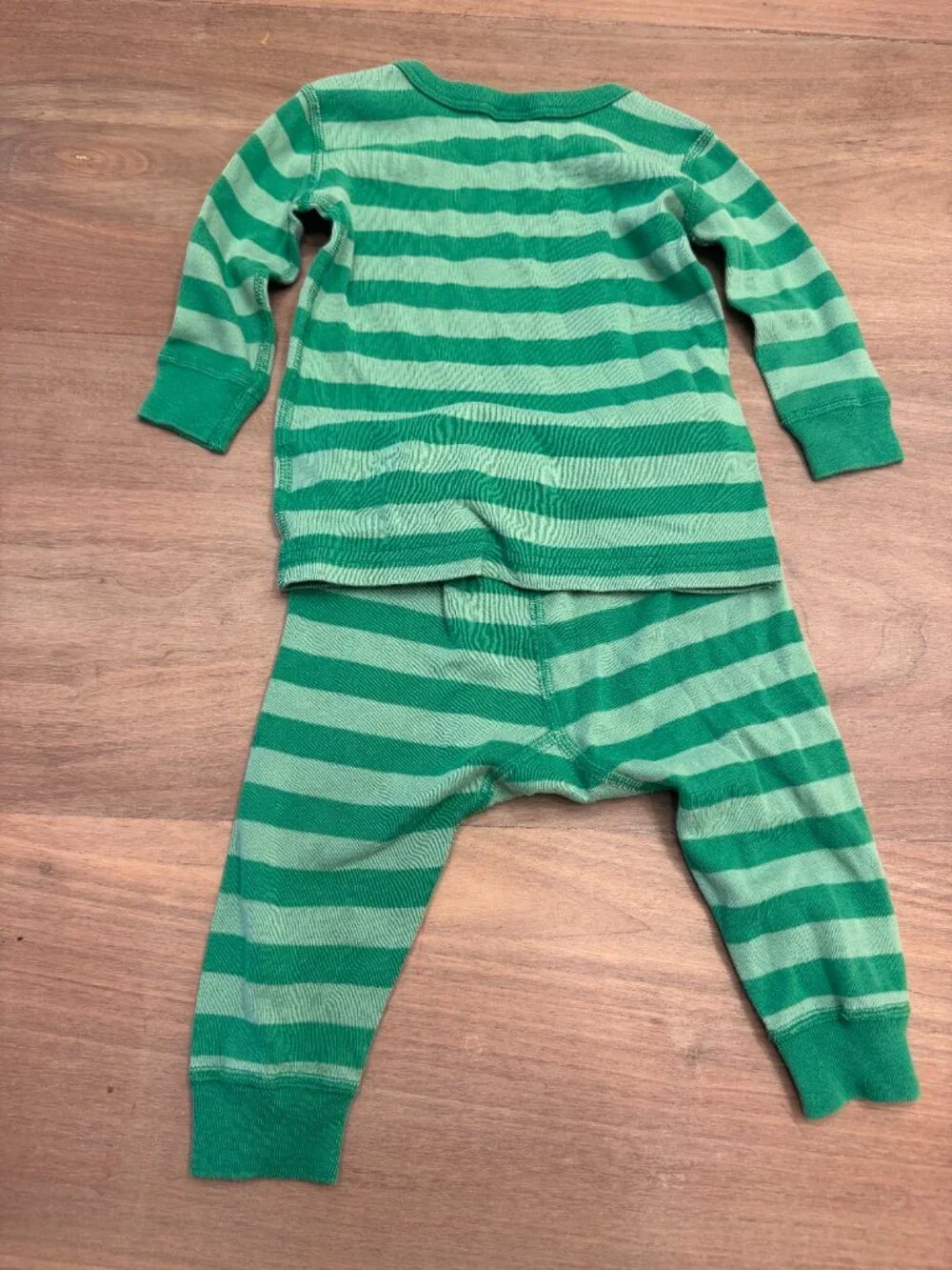 Hanna Andersson Green Striped 2-Pc Pajama Set 9-12M Organic